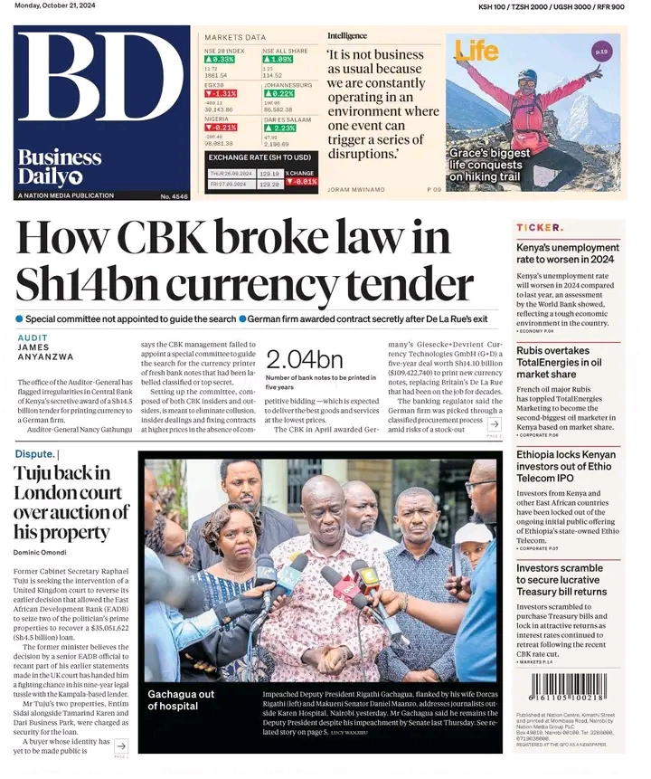 Update: Auditor General Reveals Irregularities In A Sh14.5 Billion CBK Currency Tender