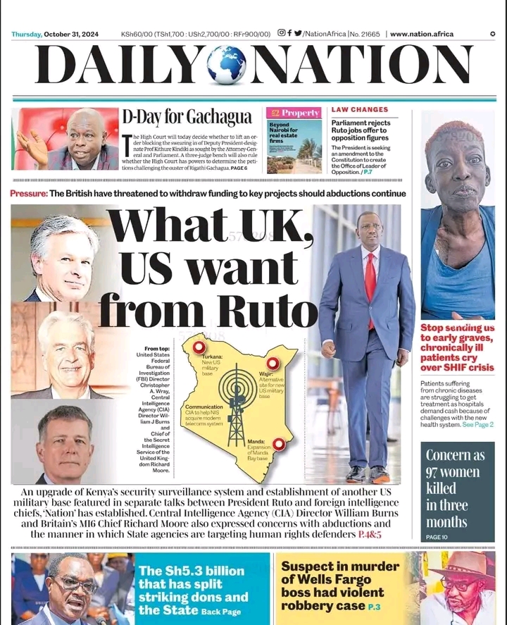 Newspaper: What UK, US Wants From Ruto