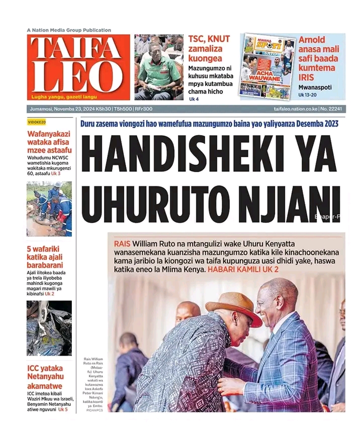 Taifa Leo: Handisheki Ya UhuRuto Njiani