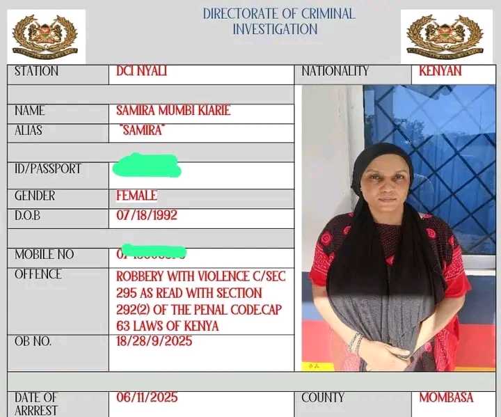 Girlfriend Nabbed After Robbing Her Briton Boyfriend SH800,000 In Nyali