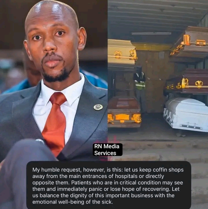 Geoffrey Mosiria Is Calling For The Removal Of All Coffin Shops Located Near Hospital Gates