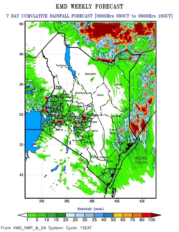 Weekly (7-Day) Rainfall Forecast: Valid Period: 9β16 October 2026